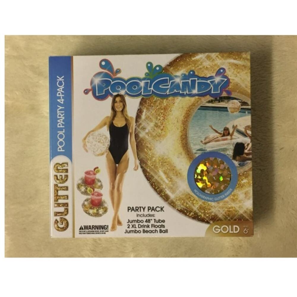 PoolCandy Glitter Pool Party 4 Pack-Gold